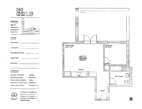 A floor plan and description for a property at 260 is shown.